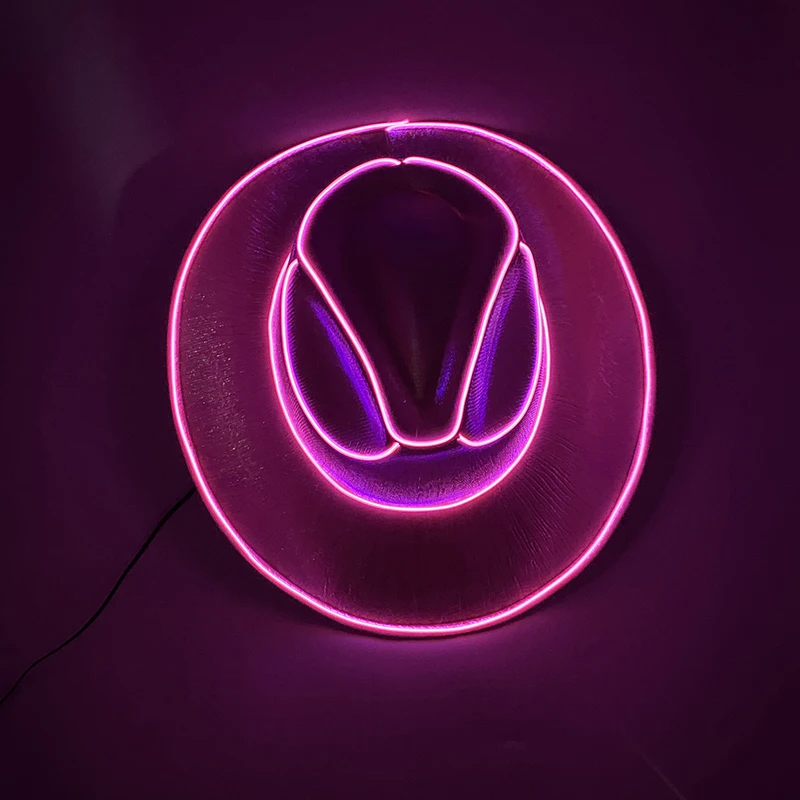 Rave Glowing Light Up Bar Cowboyhut LED leuchtende Braut Cowgirl Cap Nachtclub Junggesellenabschied Requisiten Neon Hut Festival Supplies – Detail 2