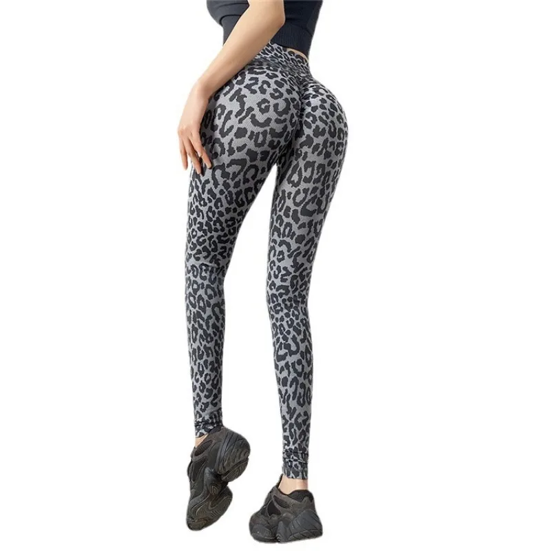 Female Network Red High-waisted Leopard Print Peach Lift Buttock Fitness Tight Buttock Wearing Running Yoga Pants Comfortable