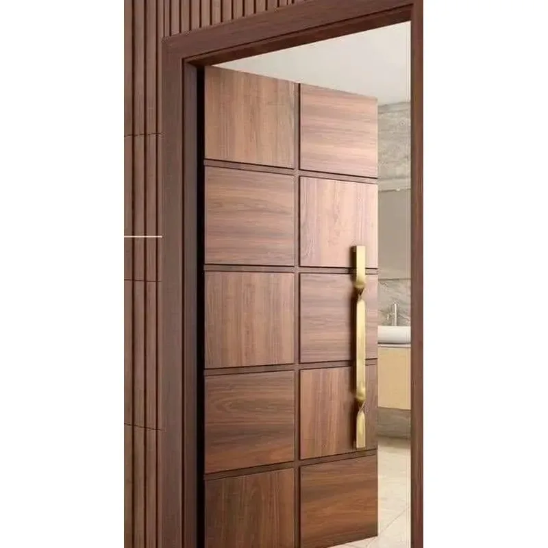 Solid Wood Carved Modern Hinged Front Door for Entrance