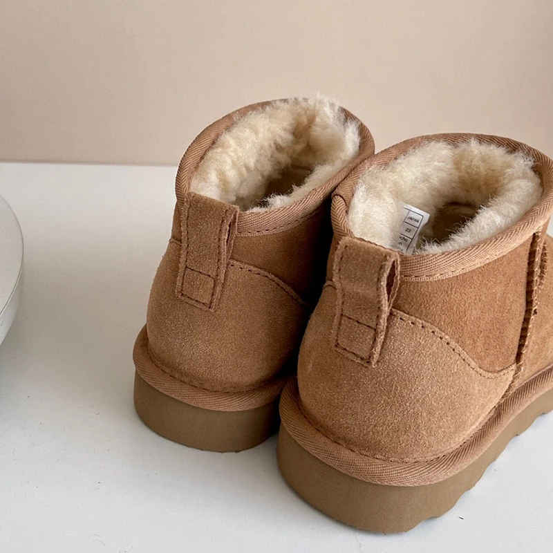 Aobreugg 2023 new Women\'s Winter extra fleece thickened natural fur true wool integrated women\'s super mini ankle boots