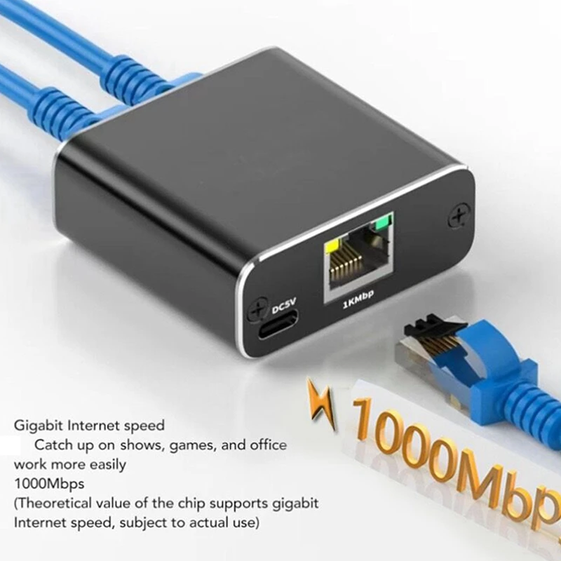 1 In 2 Out Gigabit Ethernet Splitter 1000Mbps High Speed RJ45 Network Extension Cable Connector Cat5/5E/6/7/8 Splitte