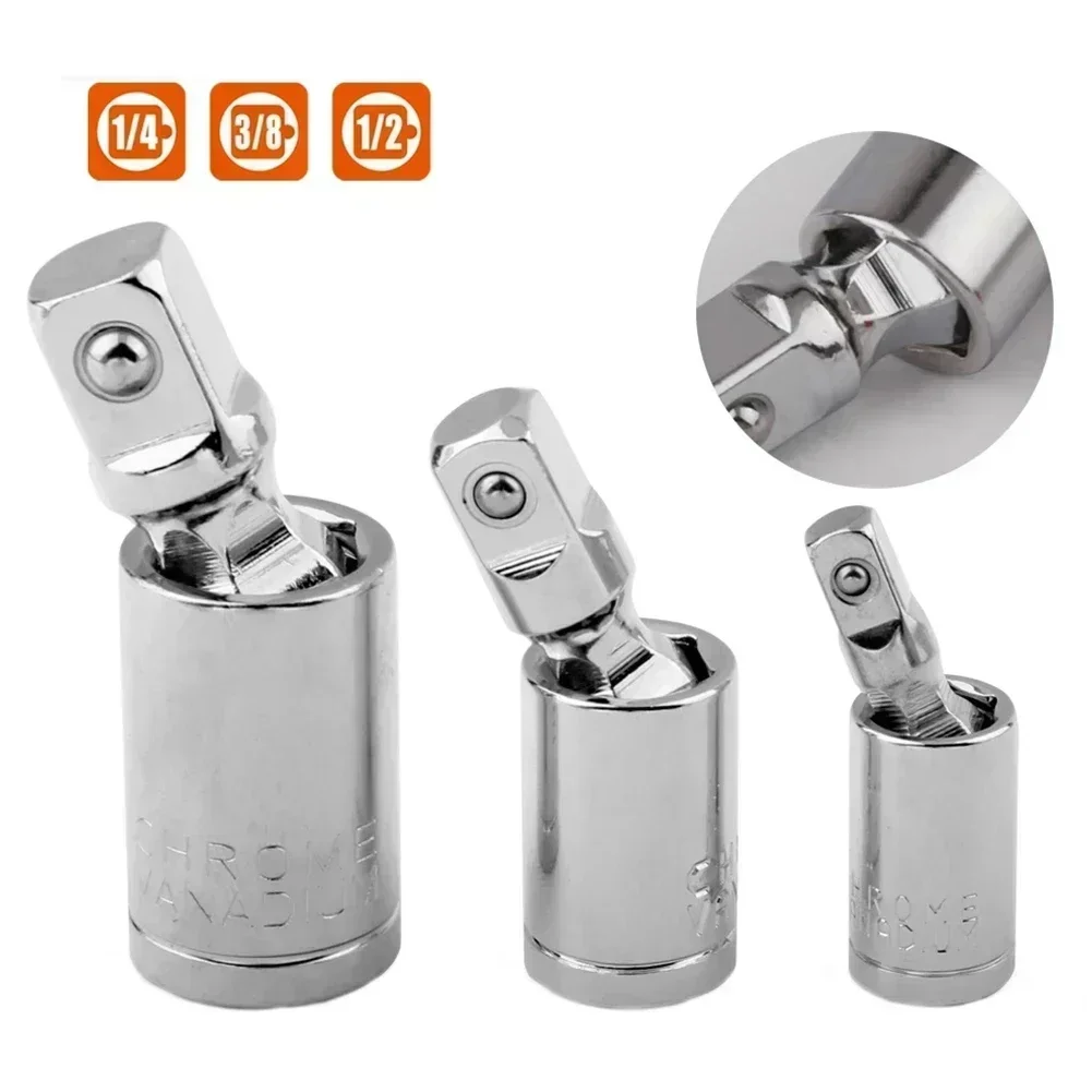 1Pc Wrench Socket Adapters 1/4 3/8 1/2 Universal Joint 360 Deg Ratchet Angle Extension Bars Socket Adapter Hand Manual Tool