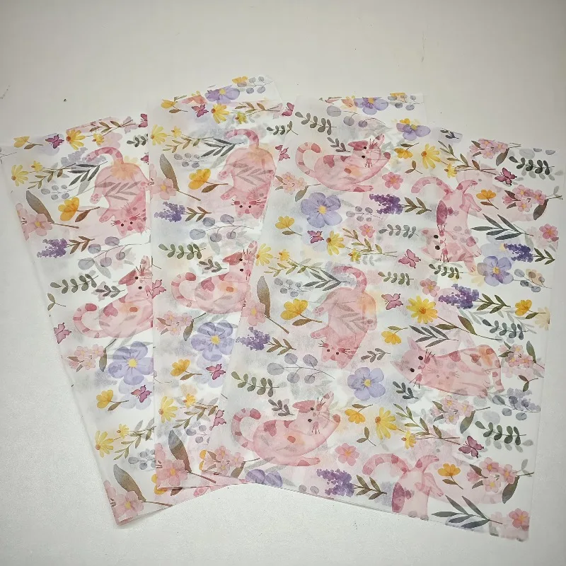 10/20/50 ورقة من ورق تغليف الهدايا بنمط زهرة بوش القط، ورق تغليف الهدايا مقاس 20 × 14 بوصة. لحفلات الزفاف وأعياد الميلاد