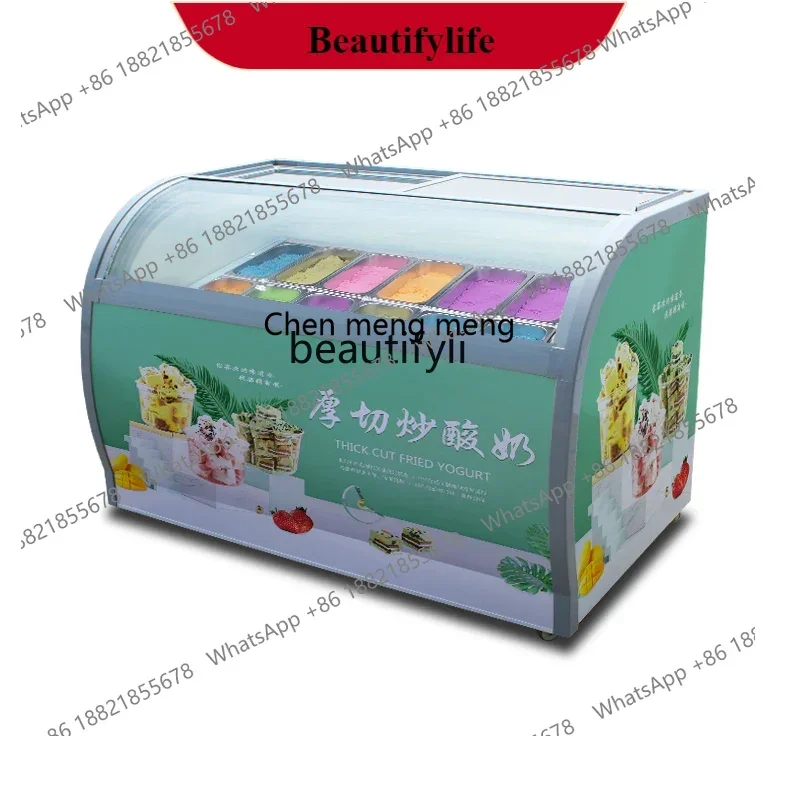 

Commercial ice cream display cabinet thick cut fried yogurt freezer, ice cream cabinet