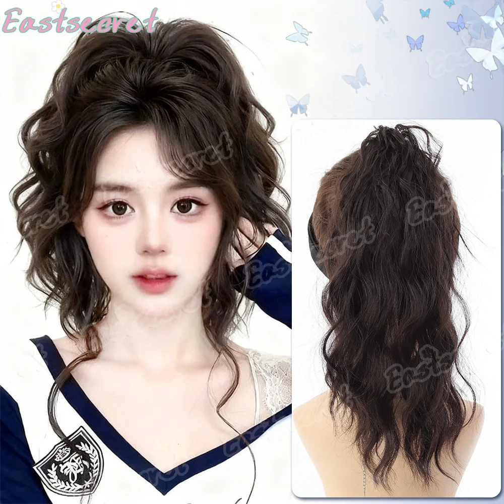 

Синтетический парик EAST, 40 см, пышный волнистый парик принцессы для девочек с высоким хвостом, на клипсе, водопад, вьющиеся волосы, зажим для когтей, женское наращивание волос