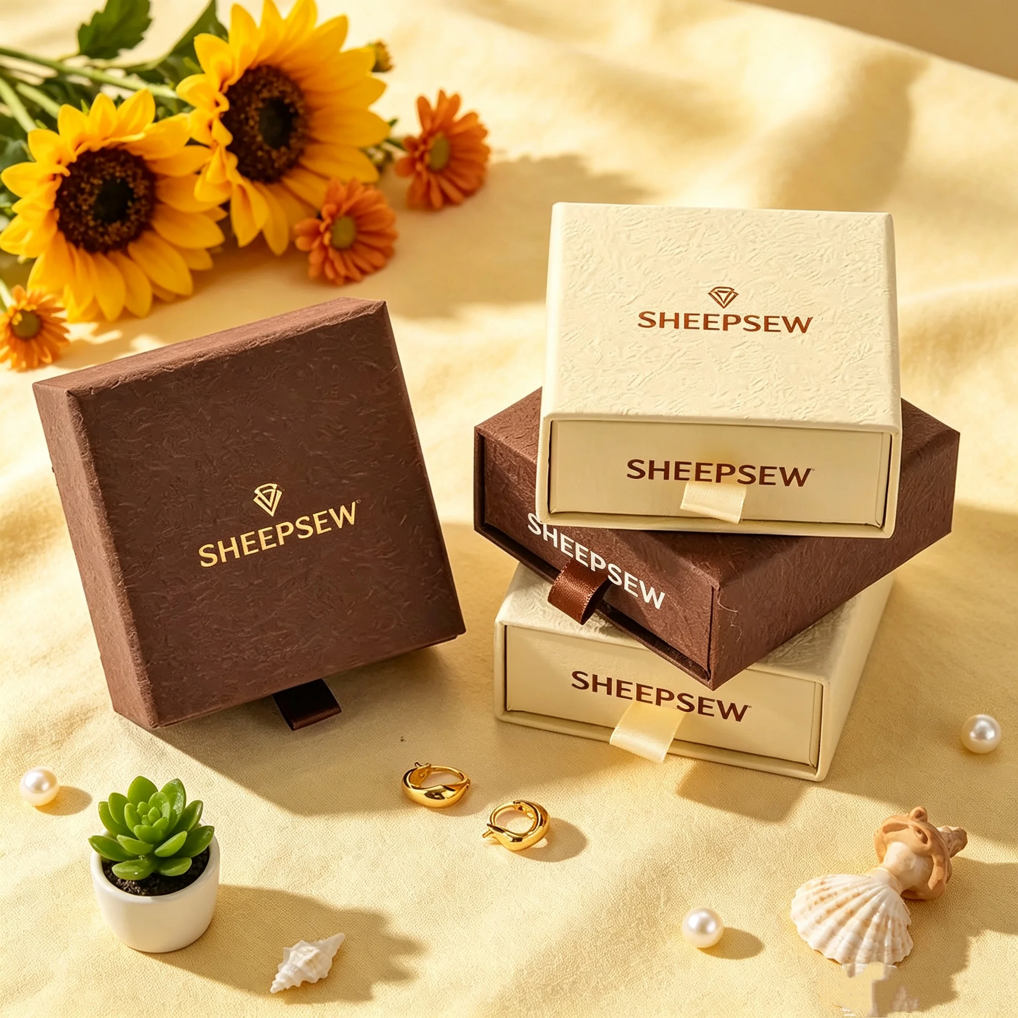 50pcs Sheepsew Luxury Paper Sliding Drawer Jewelry Box with Custom Logo for Necklace Ring Retail Packaging