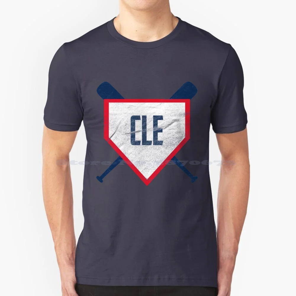 Cleveland Abbreviation Retro Baseball Home Plate Design T Shirt 100% Cotton Tee Cleveland Baseball Indians Baseball Retro