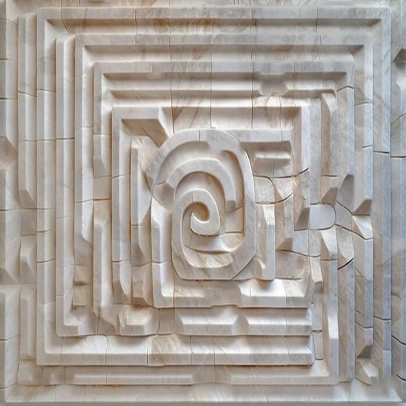 MU8696 الفن الحديث البسيط مربع نمط الحجر الثقافي الإغاثة لوحة الصخور أريكة التلفزيون حائط الخلفية