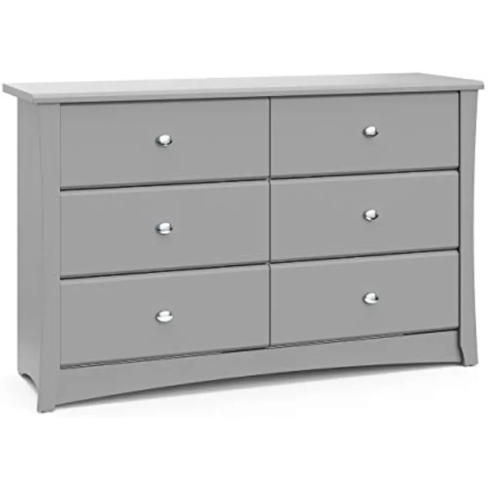 Storkcraft Crescent 6 Drawer Double Dresser (Pebble Gray) Gold