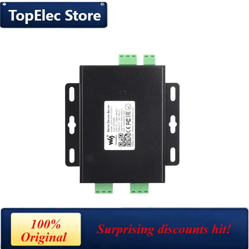 TopElec Waveshare 2-CH-CAN-TO-ETH,Industrial Grade 2-Ch CAN To Ethernet Server, 2-Ch CAN + RS485 + Ethernet Port, Supports CAN R