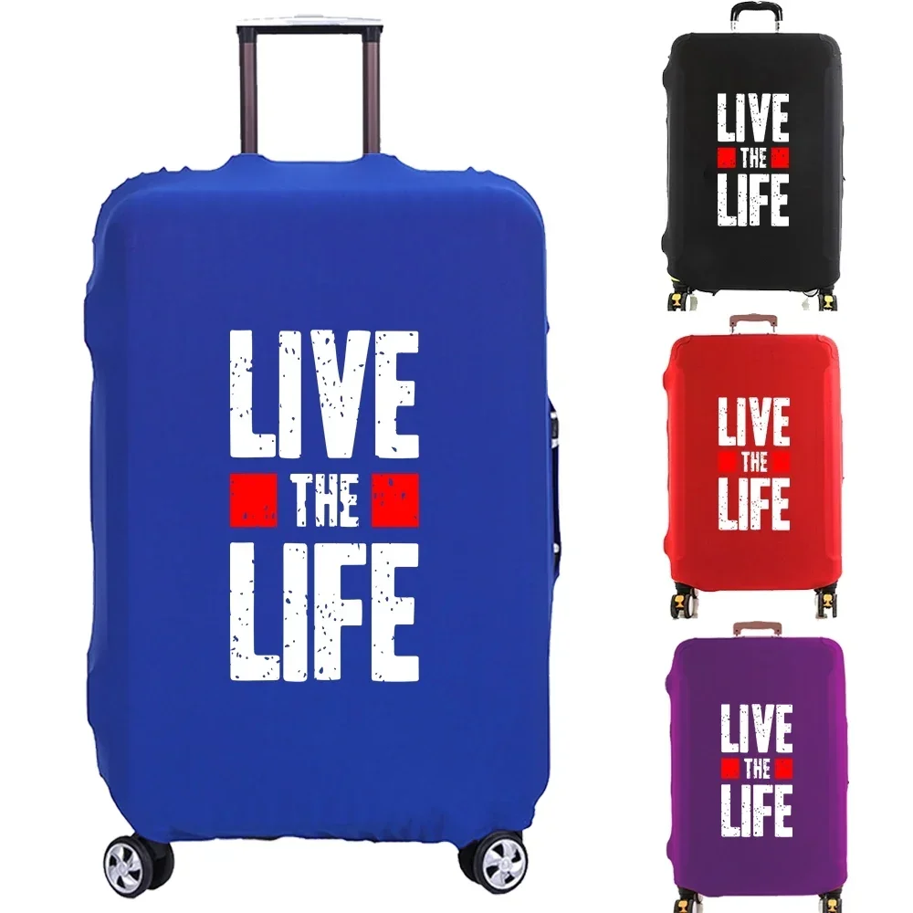 Luggage Covered Suitcase Protector Live Life Letter Thicker Elastic Dust Covering for 18-32 Inch Trolley Case Travel Accessories