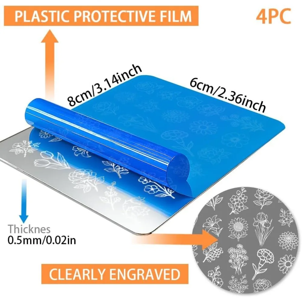 4pcs Flowers Nail Stamping Plates Rose Daisies Nails Art Templates Tulip Floral Nail Art Stencils