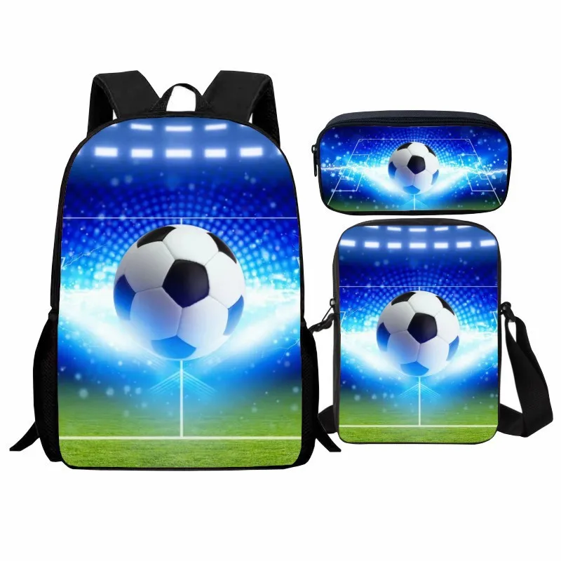 Cartoon Youthful Funny flame football 3D Print 3pcs/Set Student Travel bags Laptop Daypack Backpack Shoulder Bag Pencil Case