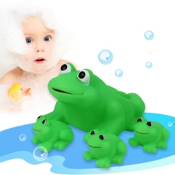 4 PCS Rubber Cute Frog Model Baby Rattle Bath Toy Squeeze Bathtub Water Pool Classic Toy  Frog Figure