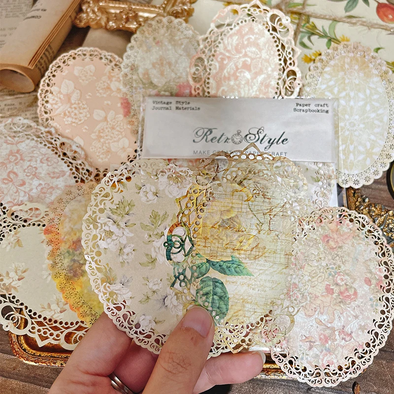 Panalisacraft Vintage Style Lace Doily Decorate paper pieces Scrapbooking paper pack handmade craft paper Background pad card