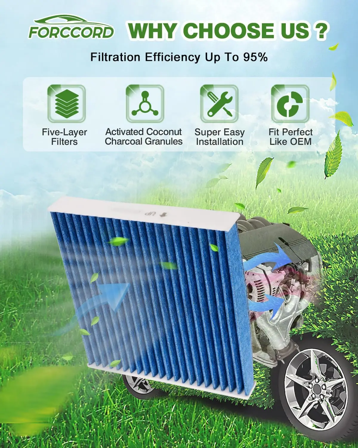 2er-Pack Innenraumluftfilter passend für QX50 (19-25), QX55(22-25),QX60(22-26),ALTIMA(19-26),Rogue (21-26) Aktivkohle-Innenraumfilter