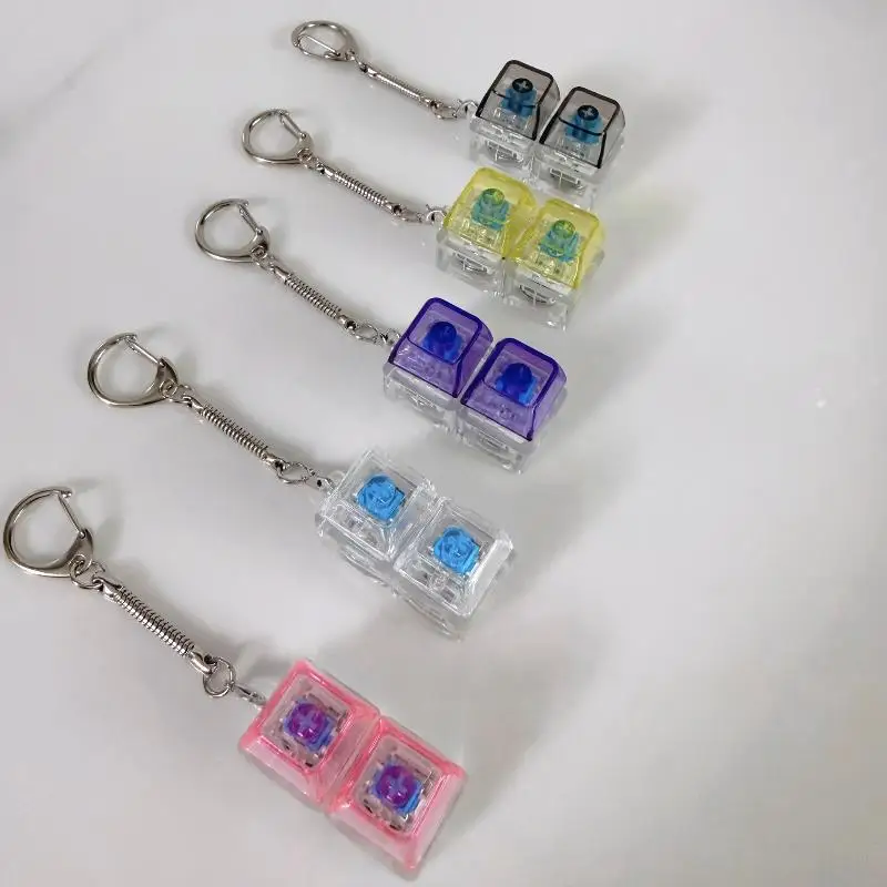 Light Up Keyboard Keychain Stress Relief Clickable LED Button Toy Relief Pass Office Desk Accessory Mechanical Switch Gift