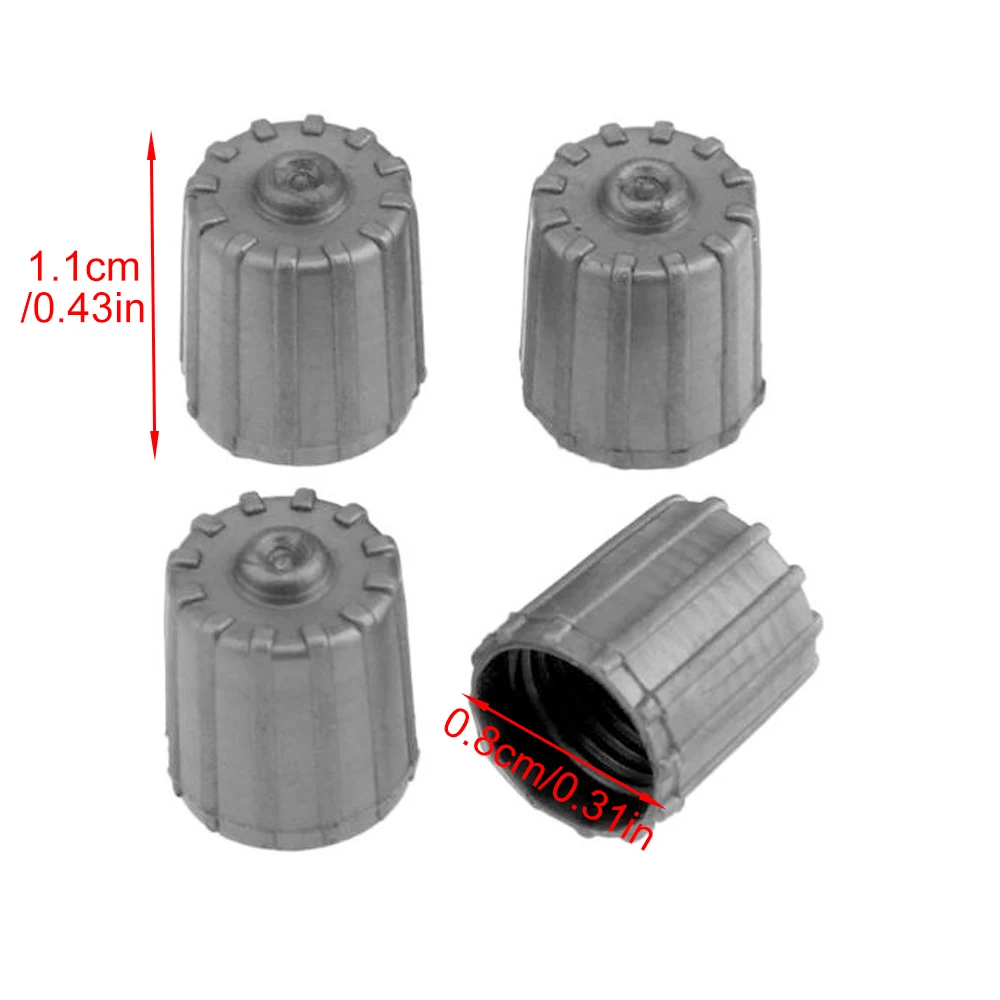 AUTCOAT Black Grey Tyre Valve Dust Covers Stem Caps - Plastic Tire Caps for Bike Car Trucks Motorbike Bicycle