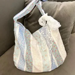 Ladies Bag Korean Version Sweet Girly Style Floral Canvas Bag Large Capacity Commuter Shoulder Tote Bag Fashion Handtasche Damen