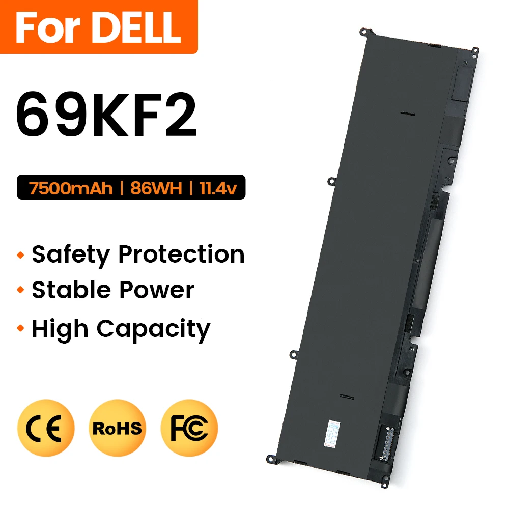 69KF2 86WH 11.4V Battery for DELL XPS 15 9500 9510 9520 Precision 5550 G15 5511 G7 7500 P91F ALIENWARE M15 R3 R4 R5 R6 R7 M17 R3