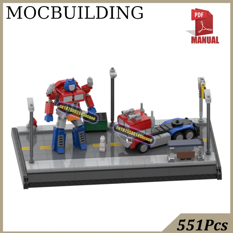 

Optimus Primed Diorama Truck Desk Decor MOC Building Blocks Brick Construction Toys Birthday Present Gift