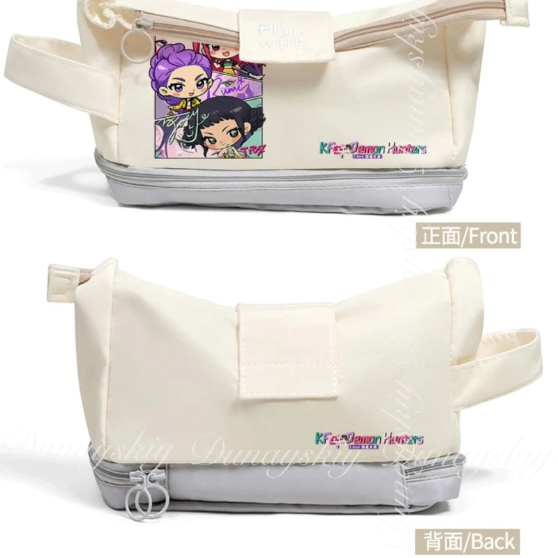 KPop Demon Hunters película Zoey Rumi Mira con el perímetro Beige y azul claro de estuche para lápices disfraz de Cosplay individual de dos estilos