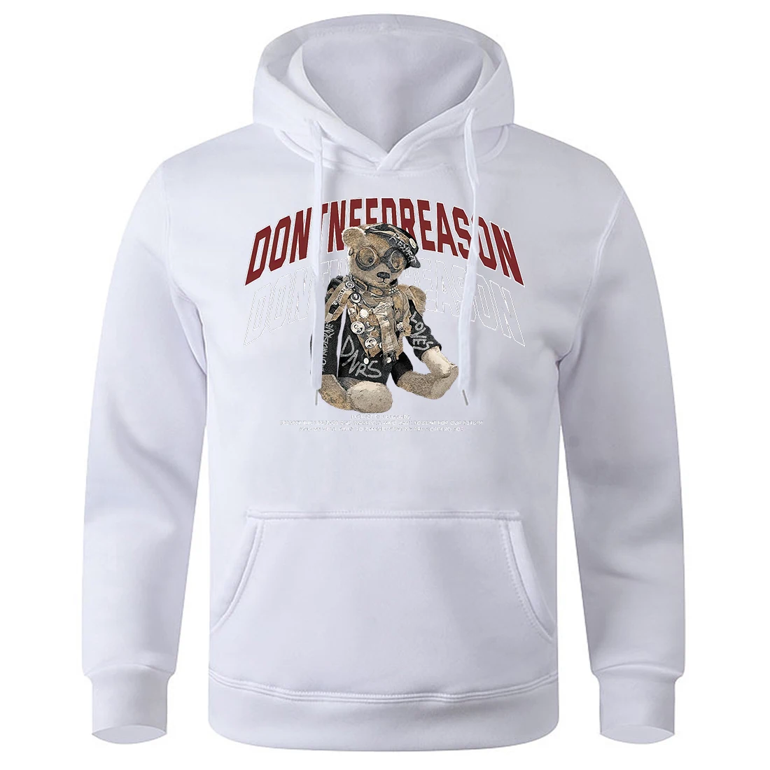 

Don'T Need Reason Scientist Teddy Bear Printing Mens Hooded Casual Fashion Pulloversloose Oversized Hoodie Classic Retro Hoody