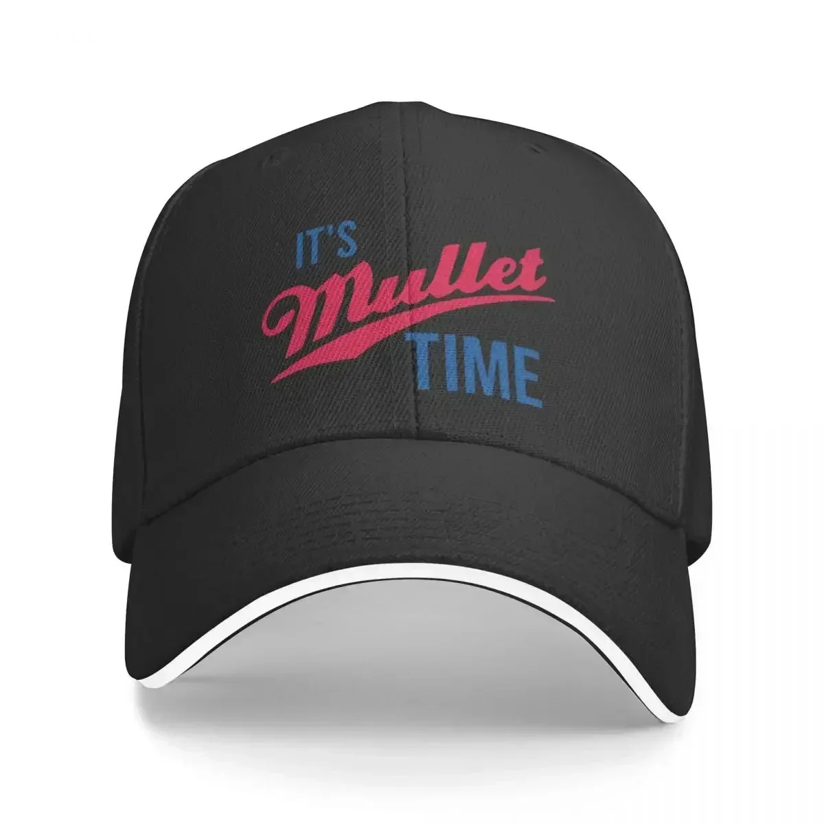 Unisex Baseball Hats It's Mullet Time, Funny Mullet Outdoor Streetwear Summer Sports Baseball Caps Hip Hop Cap Hat Polychromatic