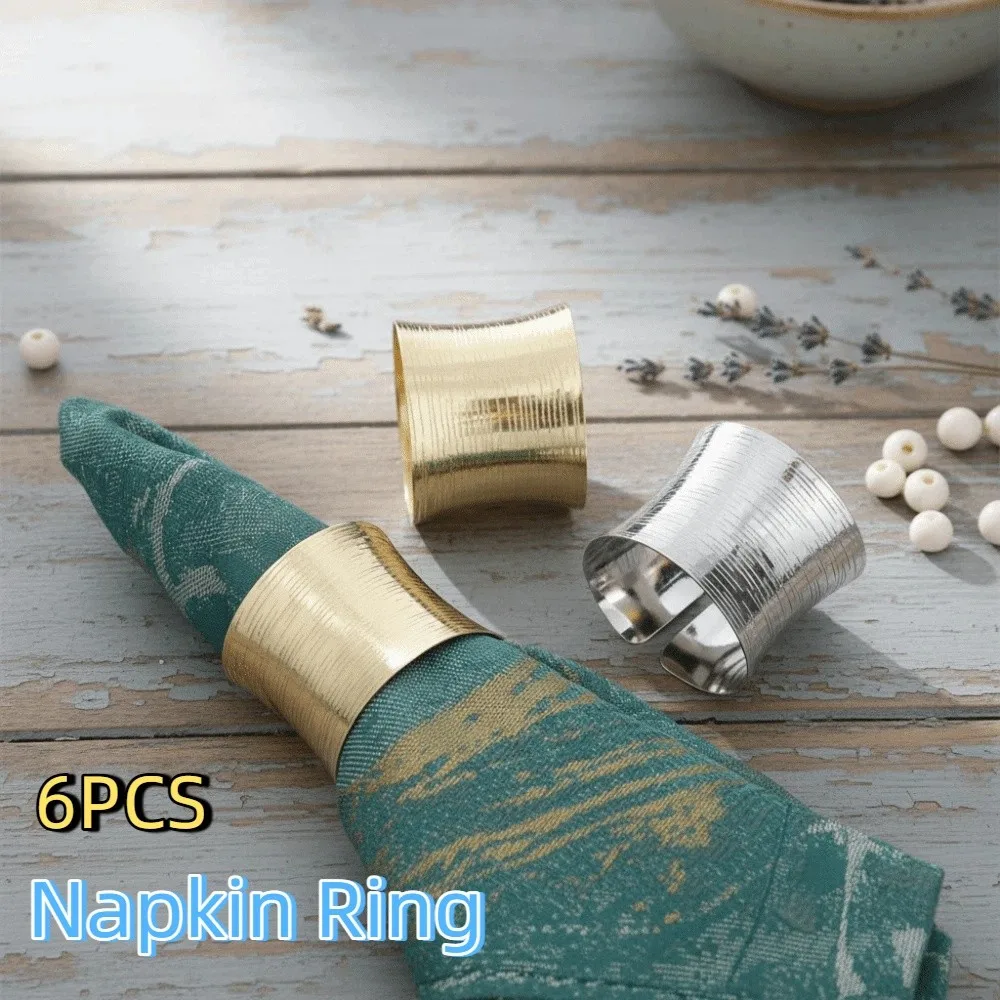 6PCS Decorative Modern Napkin Ring Metal Luxurious Festive Napkin Buckle Exquisite Napkin Loops Event Decor