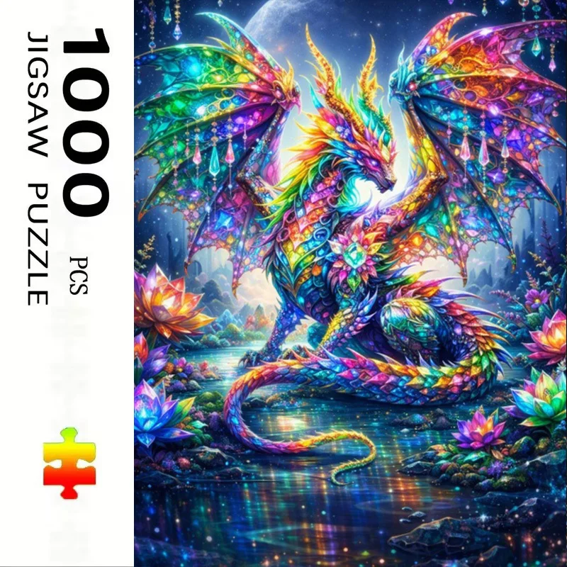

50X70CM Adult 1000PCS Paper Jigsaw Puzzle Colorful Dragon Theme Stress Relief Entertainment Children Toy