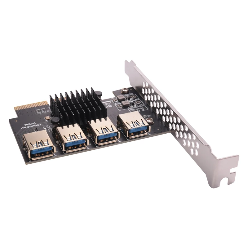 PCIE 4X To 4 Port USB 3.0 PCI-E Riser 4X To16x Expansion Card With PCIE 1 To 4 Riser VER009S PLUS PCI Express Card Set