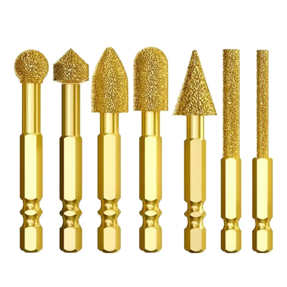 7-teiliges Diamant-Schleifkopf-Set, Rotierende Feilköpfe für Eisen, Edelstahl, Keramikfliesen, Stein, Polieren und Gravieren – Detail 1