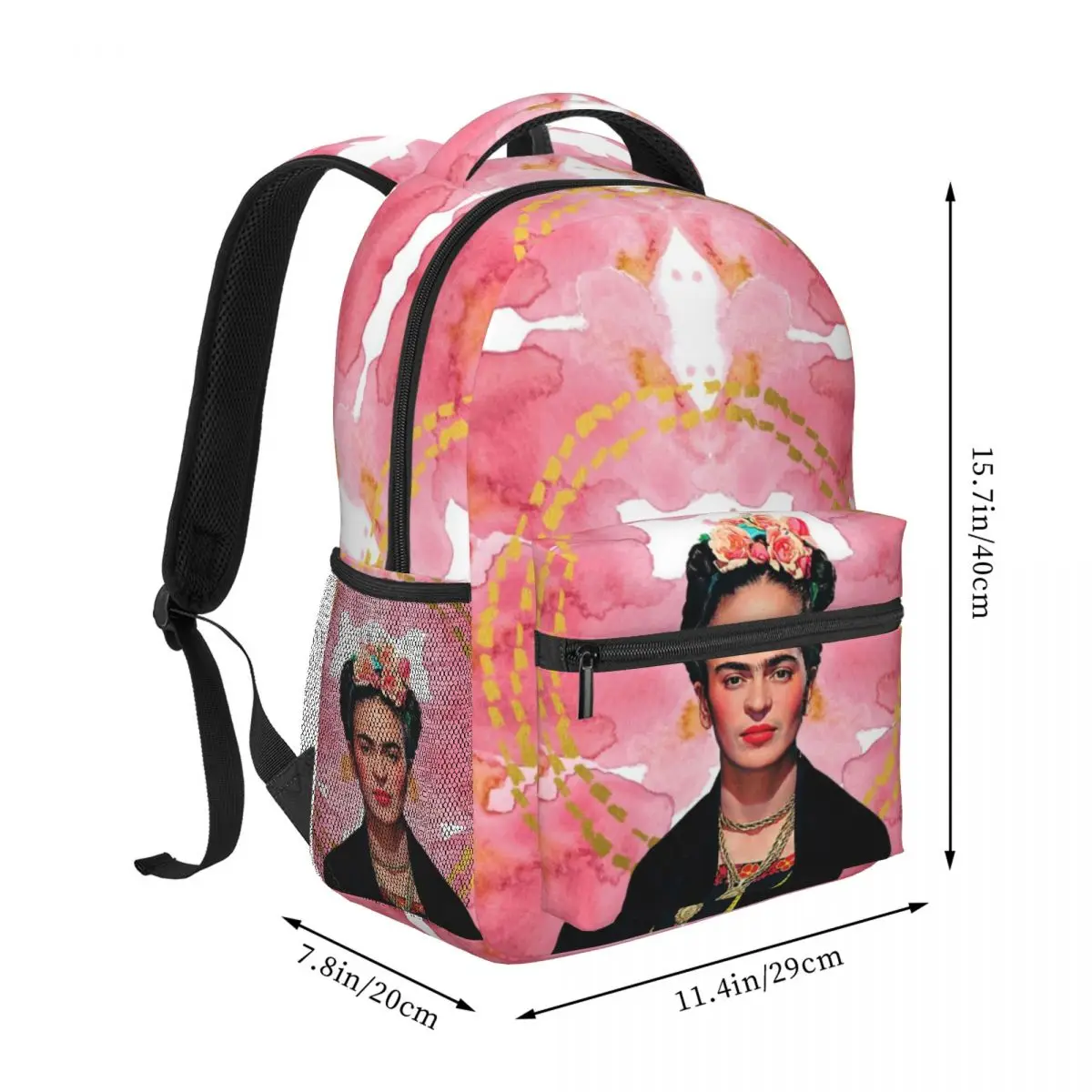 F-Frida K-Kahlo حقيبة الظهر للرجال والنساء موضة المدرسة الثانوية المشي لمسافات طويلة السفر Daypack كلية حقيبة كتف في الهواء الطلق 16in