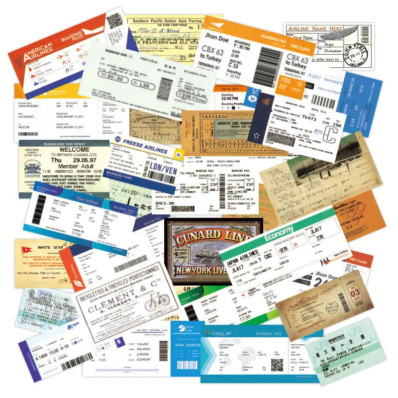 Air Tickets Graffiti Stickers Boarding Pass Stickers Retro Luggage Decorations Graffiti Stickers Vintage Decal Stickers