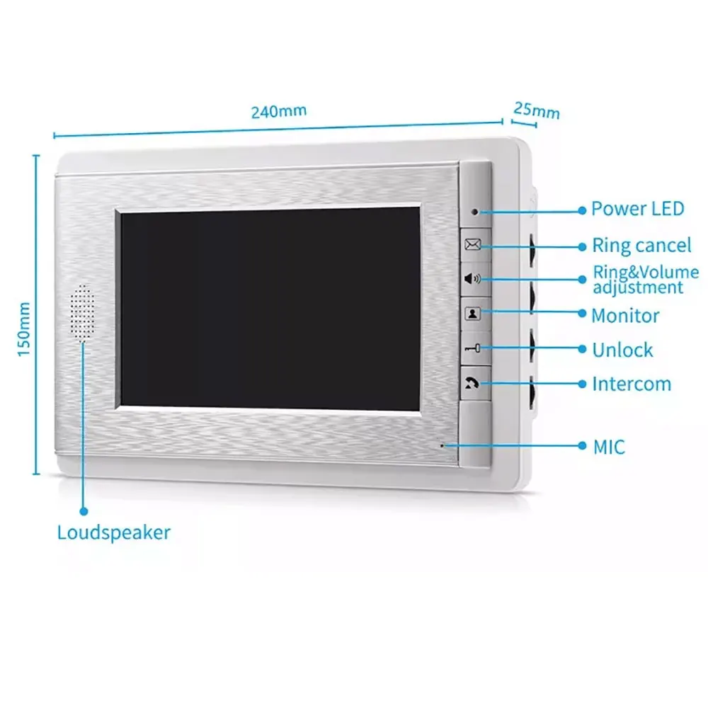 7 Inch Color Camera Video Door Phone Kit Doorbell Intercom System RFID Access Control unlock for 2/3/4/6 Unit multi apartments