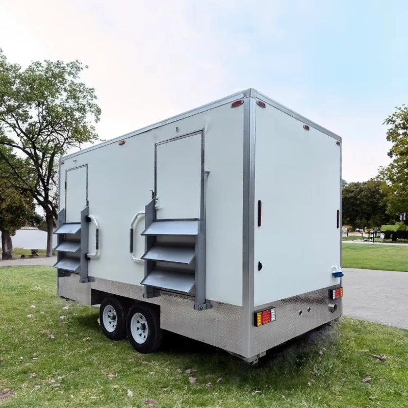 High Quality Two-Stall Mobile Restroom Trailer Portable Outdoor Mobile Toilets for Apartment Use