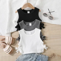 New Children's Clothes, Girls' T, Tank Top, Round Neck Sleeveless Cotton T-shirt, Girls' Clothing 4-7Y