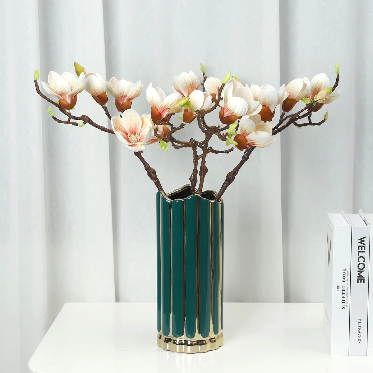 

Artificial Magnolia Flower Branch For Home Wedding Hotel Decoration Fake Flowers Garden Decor Flower