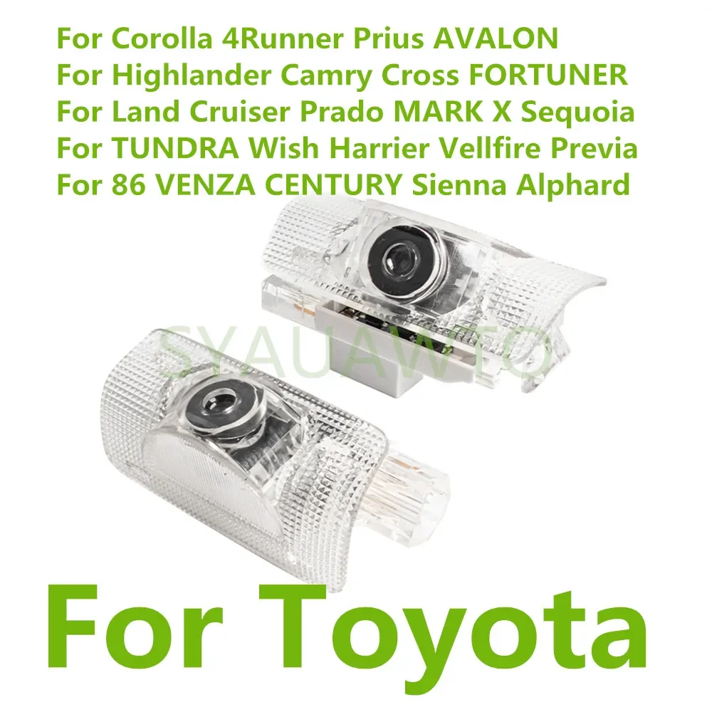

2x LED Welcome Door Light Bulbs Ghost Shadow Lamp Accessories For TOYOTA Prado 150 MARK X Highlander Camry Corolla AVALON Prius
