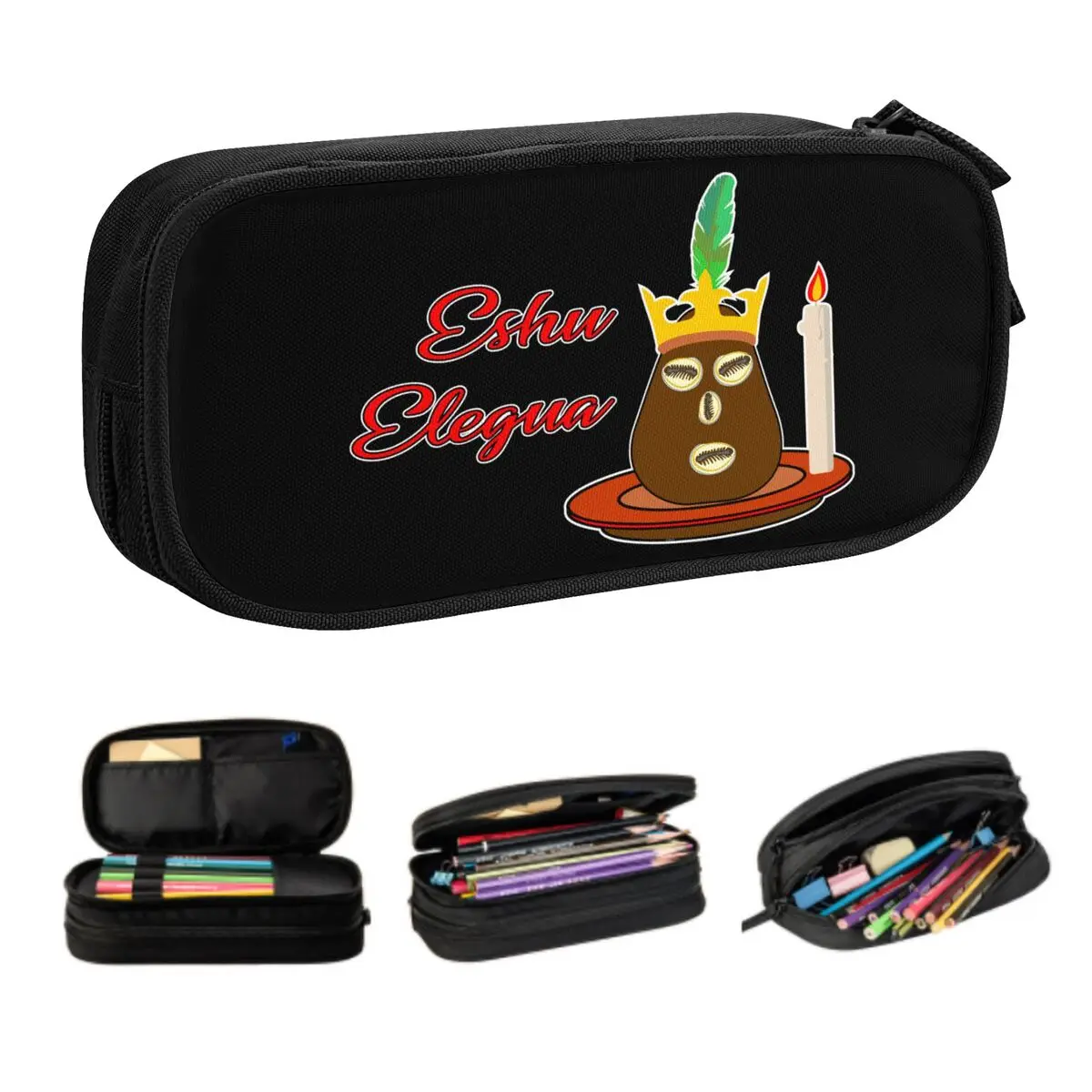 Estuches de lápices Eshu Elegua personalizados para niñas y niños, caja de bolígrafos de gran capacidad, bolsa de papelería