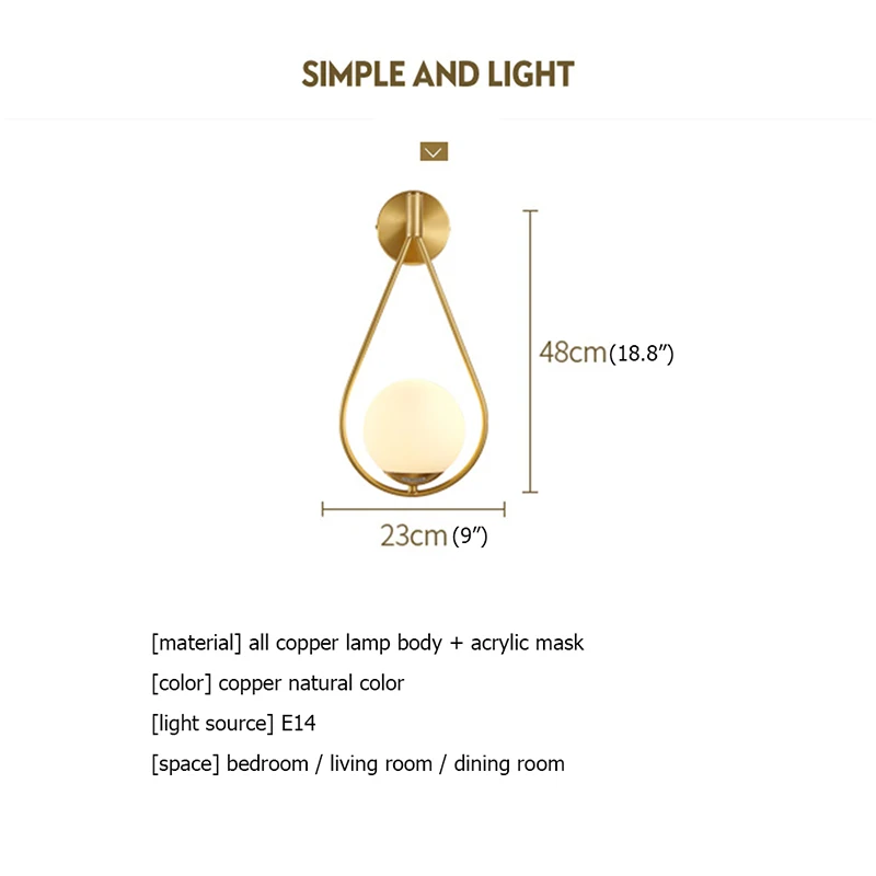 OUFULA Brass Indoor Wall Lamps LED Fixture Creative Indoor Decorative For Home  Bedroom Living Room