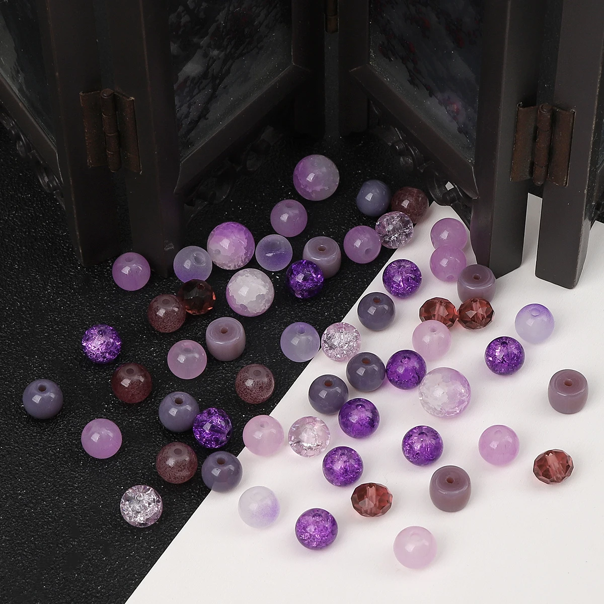 

20pcs Purple Series Solid Color Crystal Wheel Jade Jelly Pearls Porcelain Glass Beads For DIY Jewelry Making Bracelets Necklaces