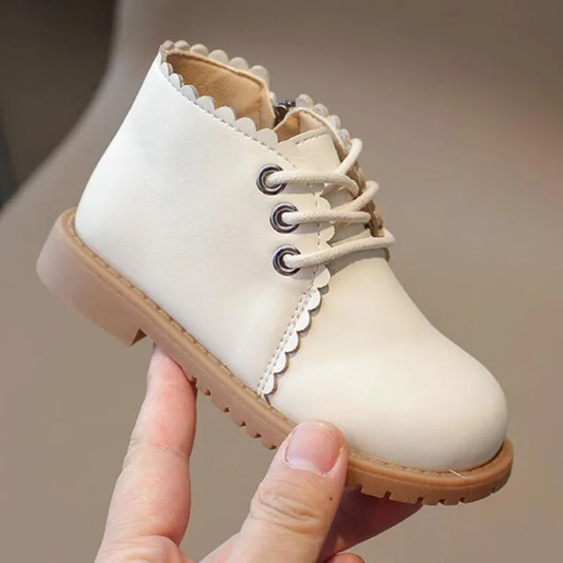 Autumn Winter New Kids Leather Shoes Girls Short Boots Single Fashion Children Girls Princess Shoes