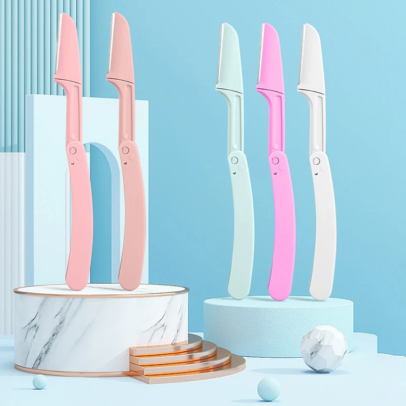 

3Pcs Folding Eyebrow Knife Facial Razors Eyebrow Trimmer Facial Hair Scissors Blade With Protective Net Makeup Tools Accessories