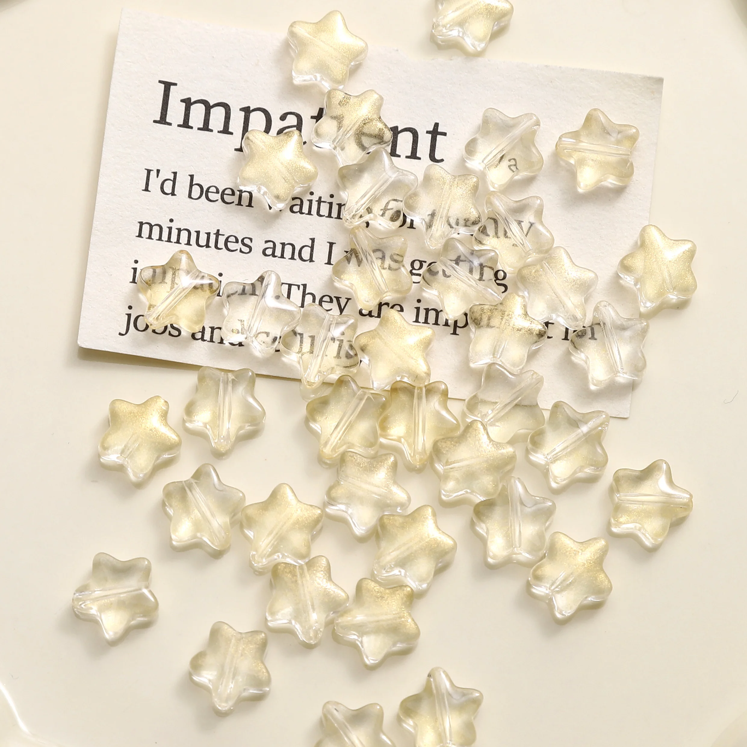 10pcs 8mm Glass Five Pointed Star Beads 1mm Hole Mixed Colors DIY Phone Case Bracelets Necklaces Keychain Craft Accessories