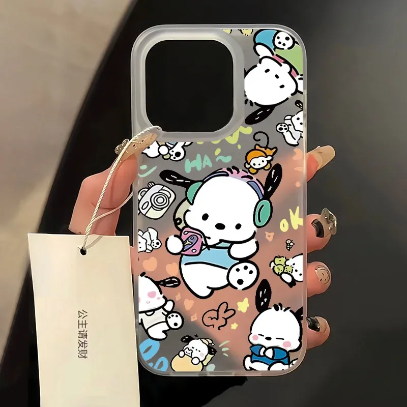 Sanrio listen music Pochacco Cool Classic NEW Kawaii INS Phone Case For iPhone 16 15 14 13 12 11 Pro Max Y2K Cartoon Cute Cover