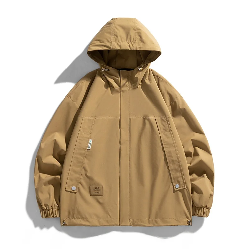 

Мужская повседневная куртка с капюшоном, ветрозащитная, водонепроницаемая, для активного отдыха, весна-осень, свободного кроя, парная, на молнии