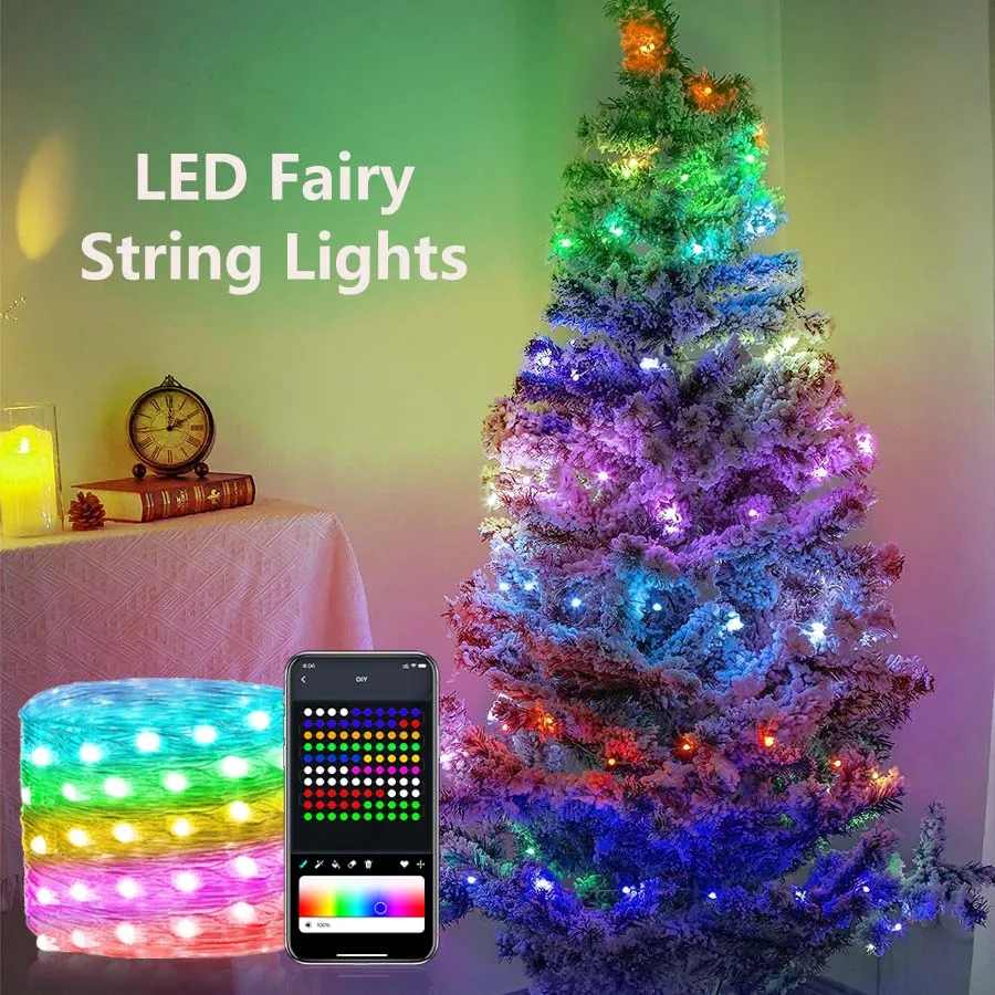 WS2812B Bluetooth LED String Lights USB Music Dream Color Lamp Christmas Outdoor Fairy Light Party Garland Fairy String Light