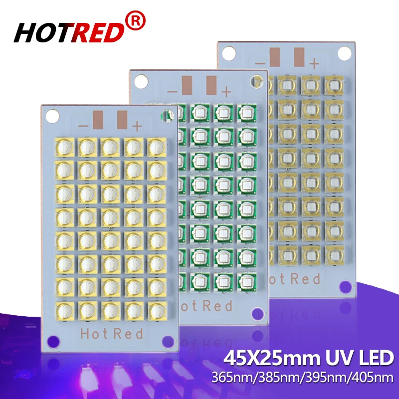 50W 60W 100W 120W High Power UV LED Diodes Ultra Violet Curing Lamp Module 365nm 385nm 395nm 405nm For 3D Label Printer Glue DIY