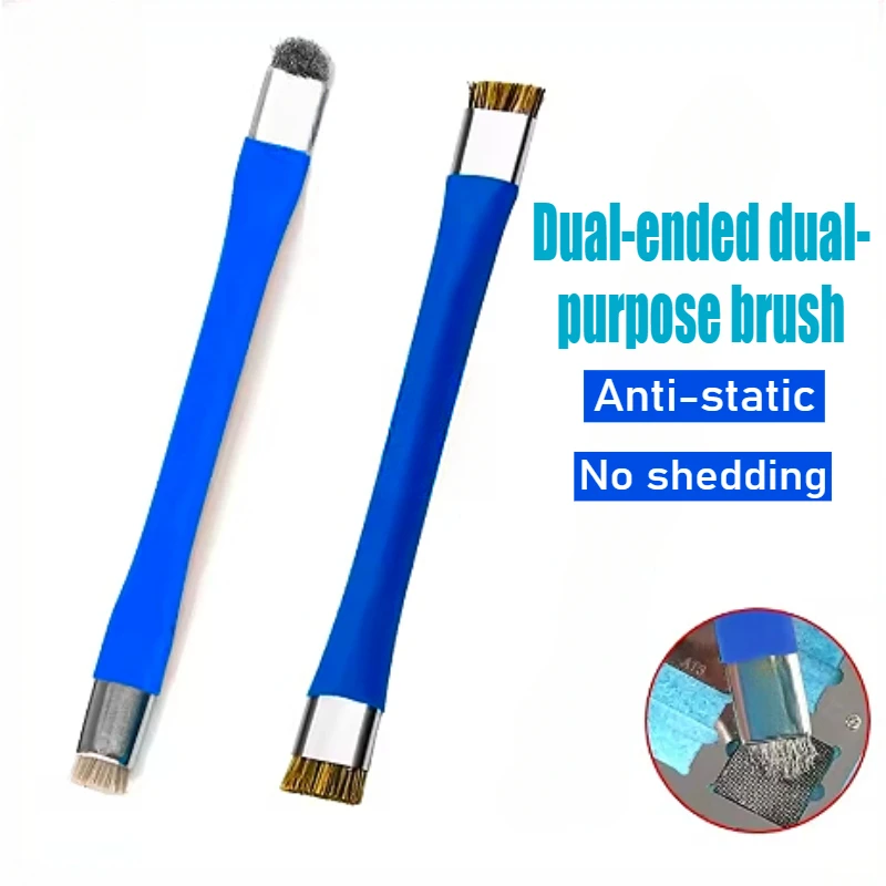 Tweekoppige borstel IC-bordreiniging Speciaal voor lasborstel Antistatische stofverwijdering Elektronische rework-reparatietool